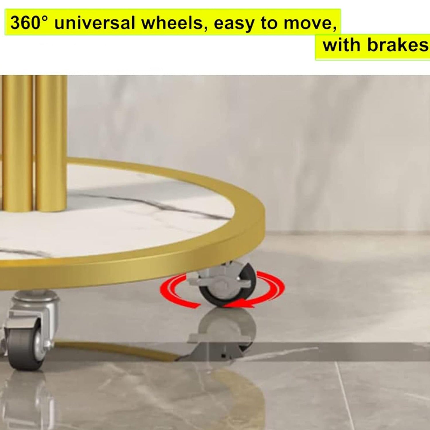 Wheels Of Golden color Indoor Plant Stand.