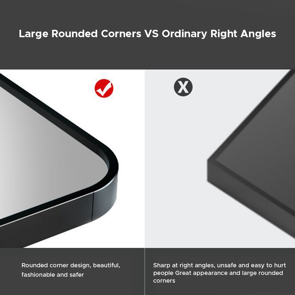 Large Full-Length Dressing Mirror for Bedroom comparing rounded corners with ordinary right angles