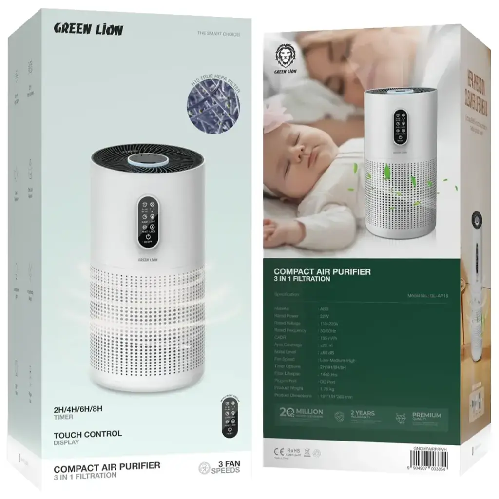 Package Of Green Lion Compact Air Purifier.