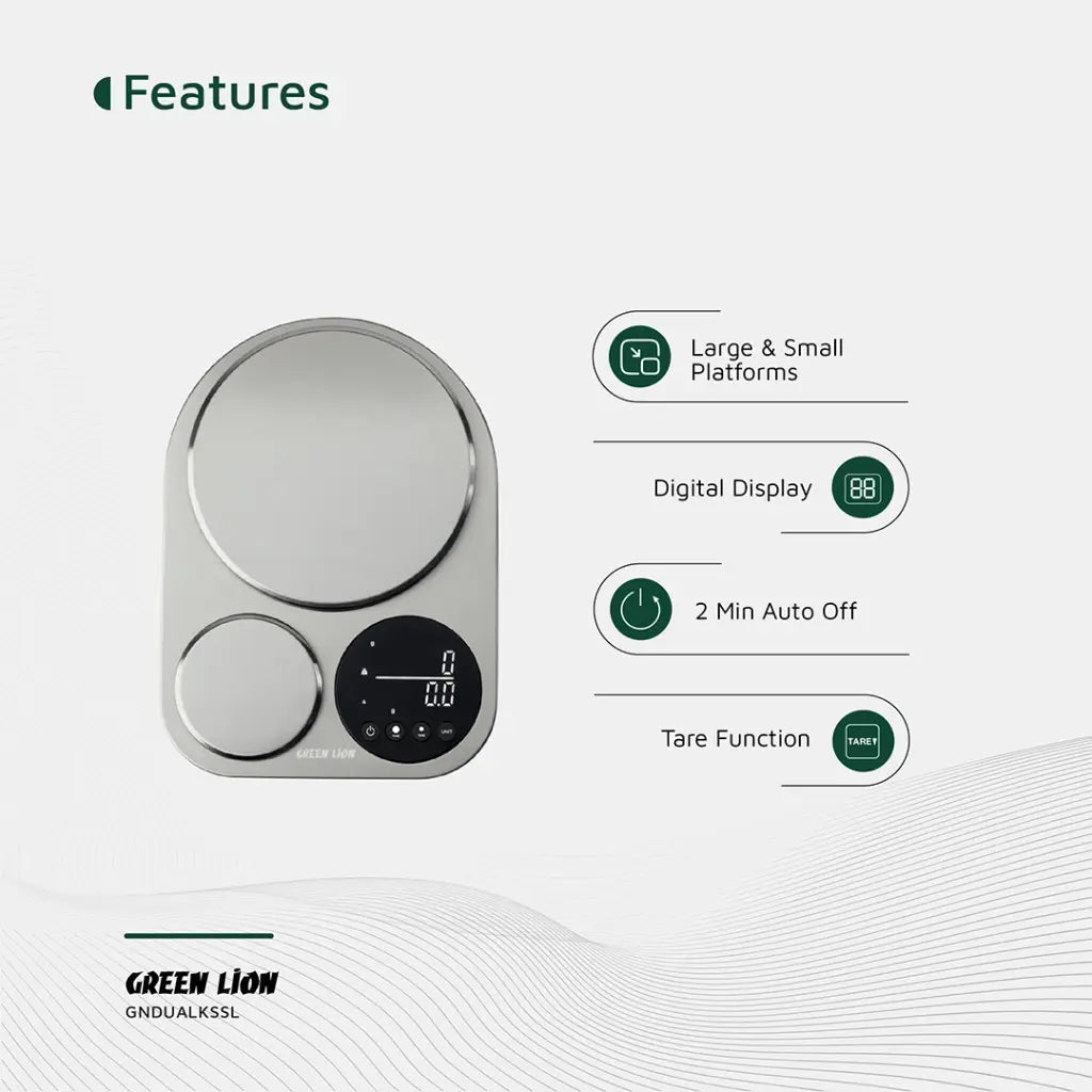 Features of Green Lion Dual Kitchen Scale.