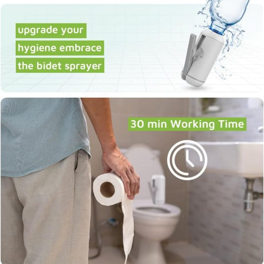 A Person is Holding Tissue Paper Instead Of Green Lion Electric Pocket Bidet.