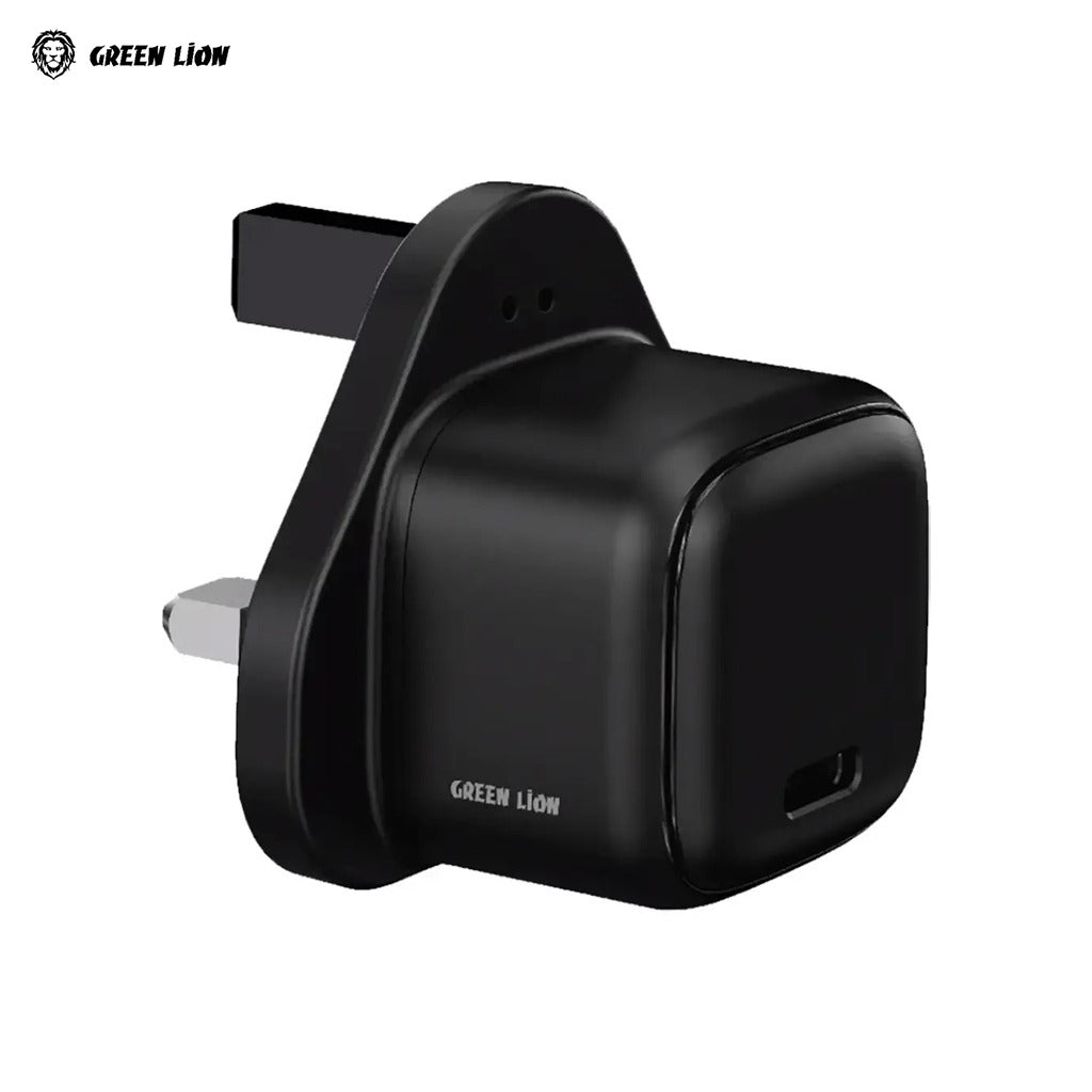 A Green Lion Nexio Single Port Wall Charger UK Plug.
