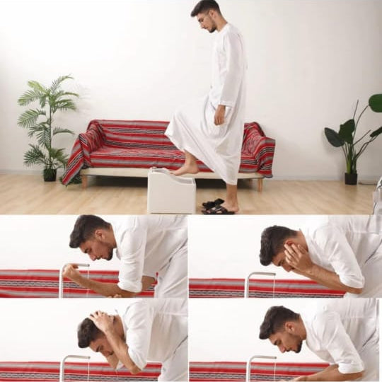 A Person is Taking Wudu Using Green Lion GWM-10 Portable Wudu Machine.