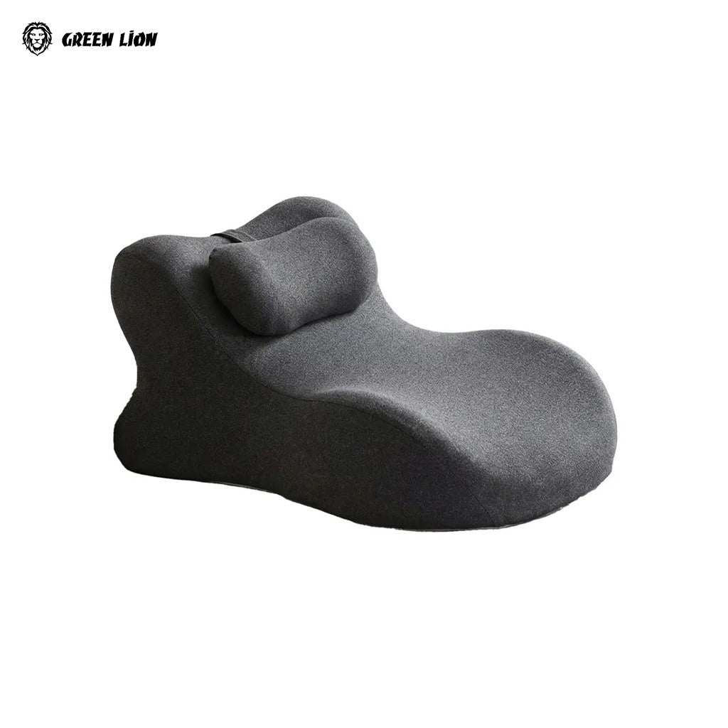 Green Lion Relief Wedge Pillow on a white background