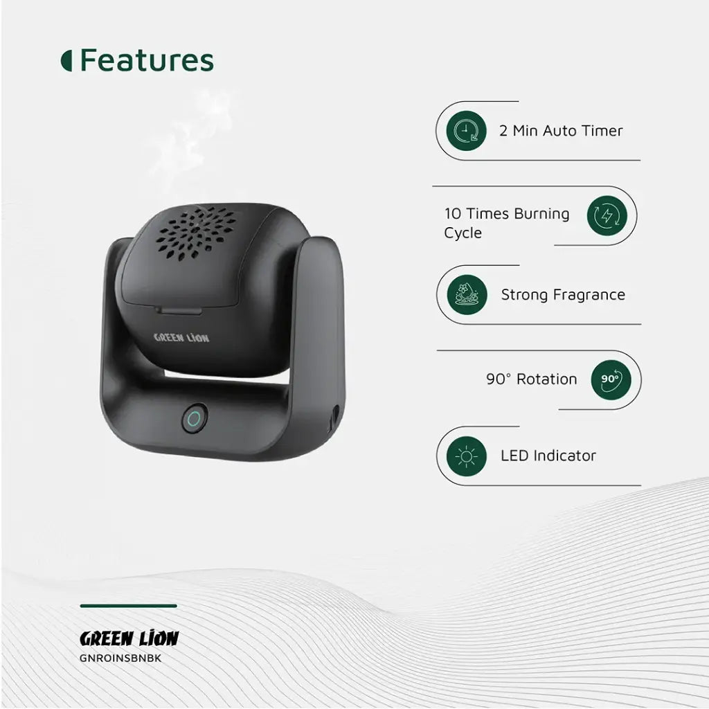 Features Of Green Lion Rotatable Incense Bhukoor Burner.