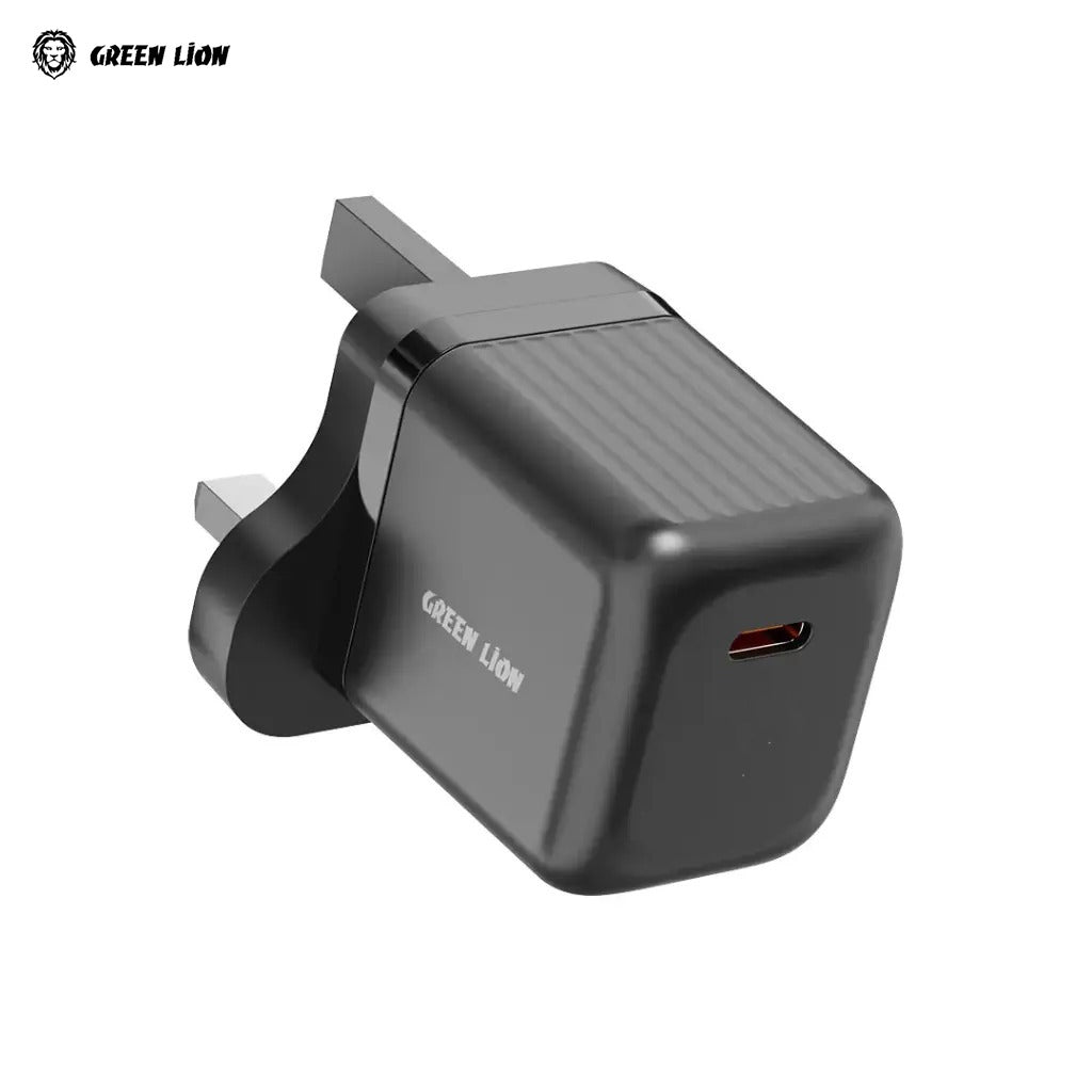 A Green Lion Ultra Compact 20W PD Fast Wall Charger.