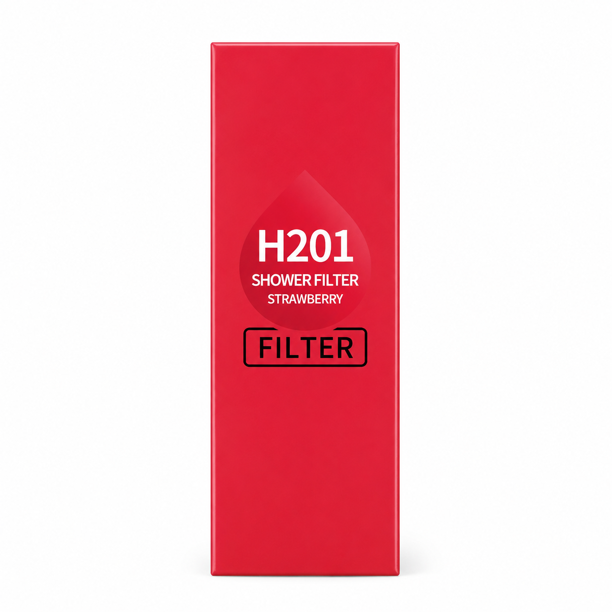 Red packaging of H201 Shower Filter Strawberry on a white background