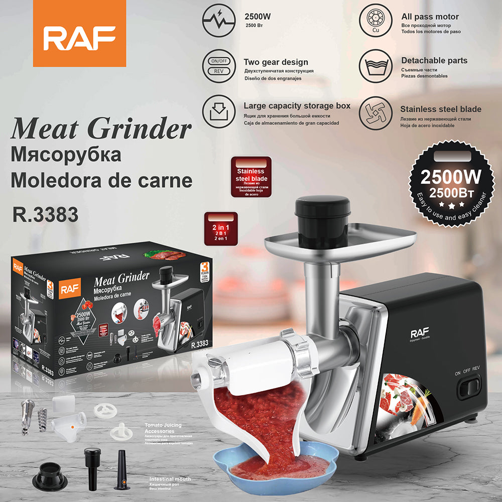 RAF Electric Meat Grinder Machine with Sausage & Kubbe Attachment – R.3383