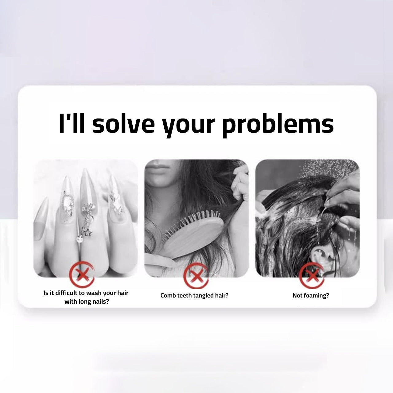 A Girl Troubled With Traditional Hair Washing Brush.