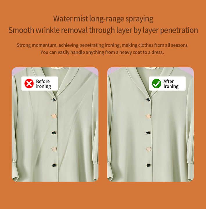 Before and After Ironing Of Handheld Travel Garment Iron Steamer.