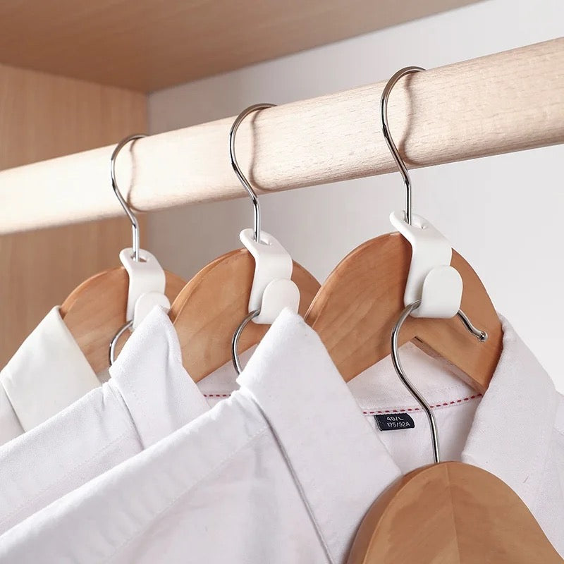 Clothes Hanger Connector Clips securely hold a group of clothes on hangers