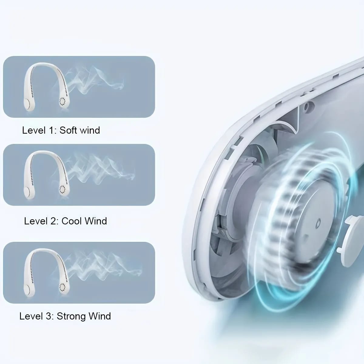 3 Levels Of Vaneles Hanging Neck Fan.