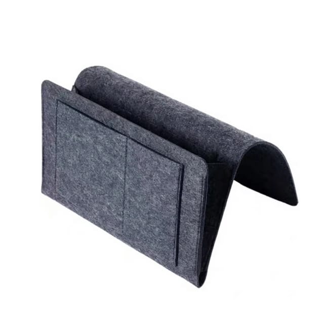 Felt Bedside Storage Bag in dark gray color