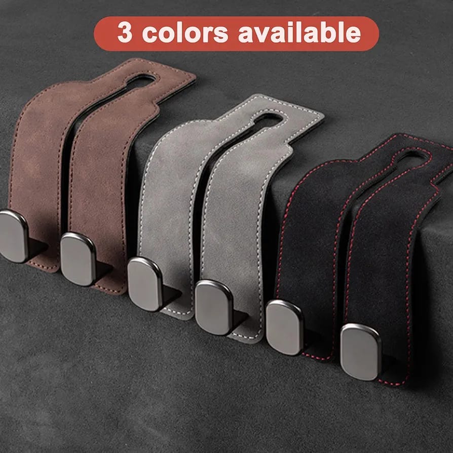 Car Headrest Hanging Hook in 3 Colors.
