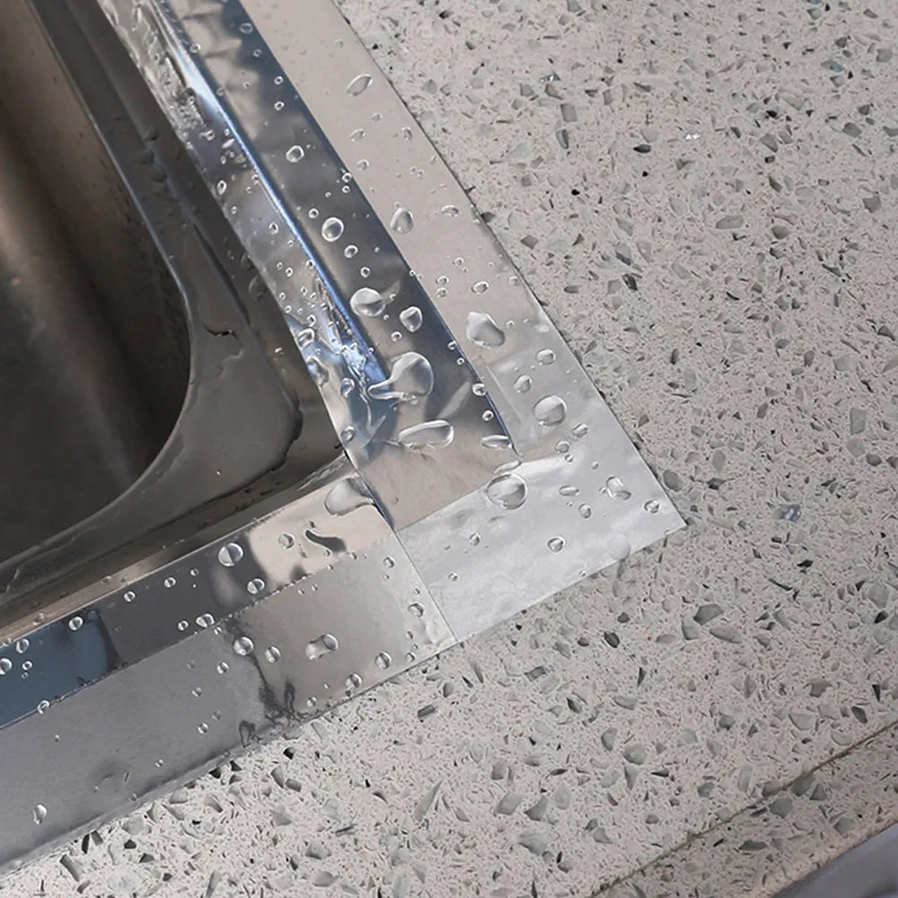 Image displaying a portion of kitchen sink on which the Leakproof Aluminum Foil Tape is sticked