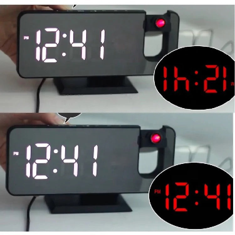 A Person is Holding LED Projection Alarm Clock.