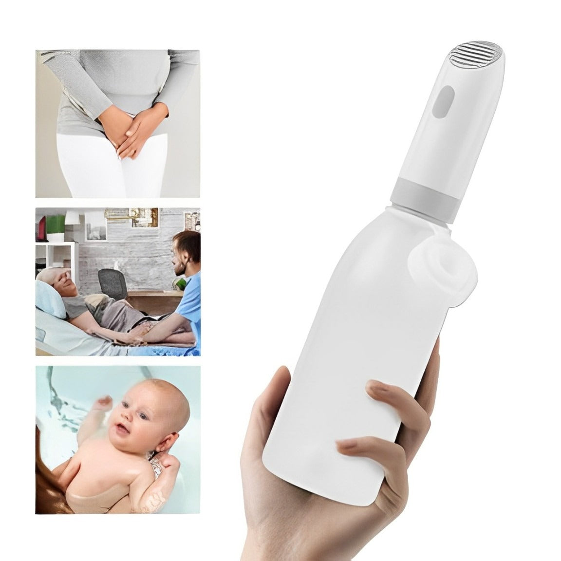 A Person is Holding Portable Electric Flushing Device.