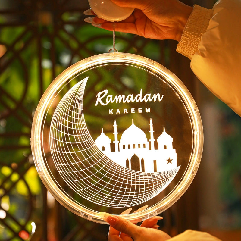 A Person is Holding Ramadan 3D Decorative Hanging Light.