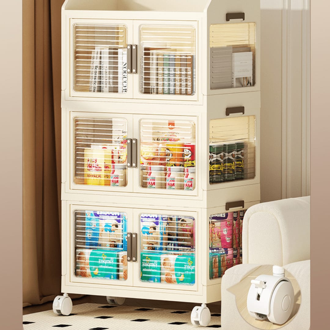 3 Layer Home Multi-layer Storage Shelf Rack Stored With Different Home Necessities.