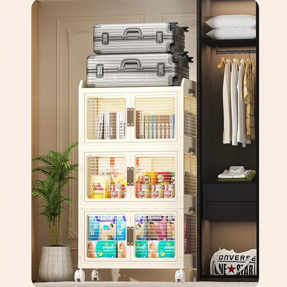 Home Multi-layer Storage Shelf Rack Stored With Different Home Necessities.
