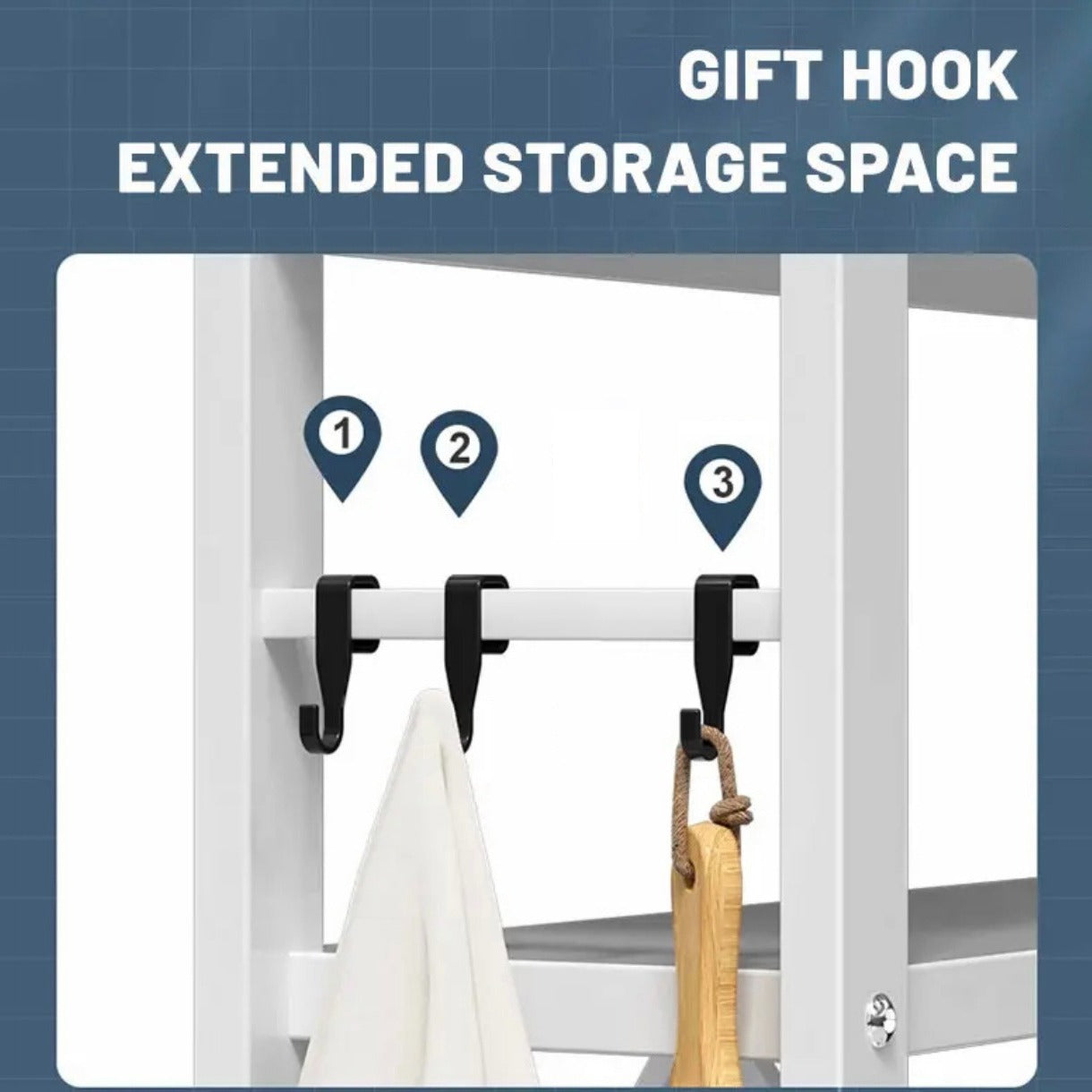 Hooks Fixed On Bathroom Storage Cabinet Shelf Organizer