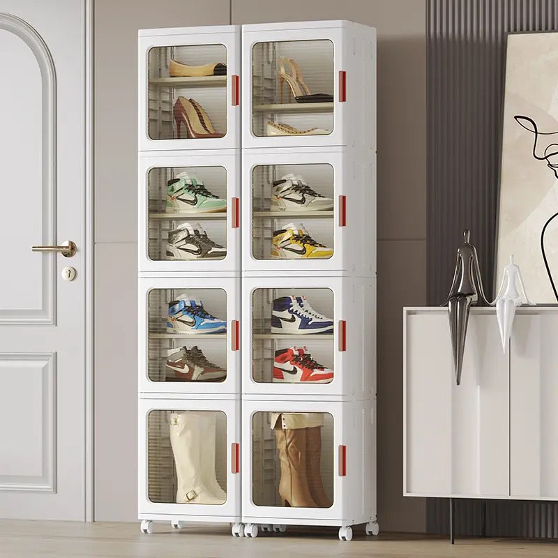 Narrow Tall Floor Storage Cabinet for Small Spaces with Doors and Wheels for Bathroom, Kitchen, Pantry