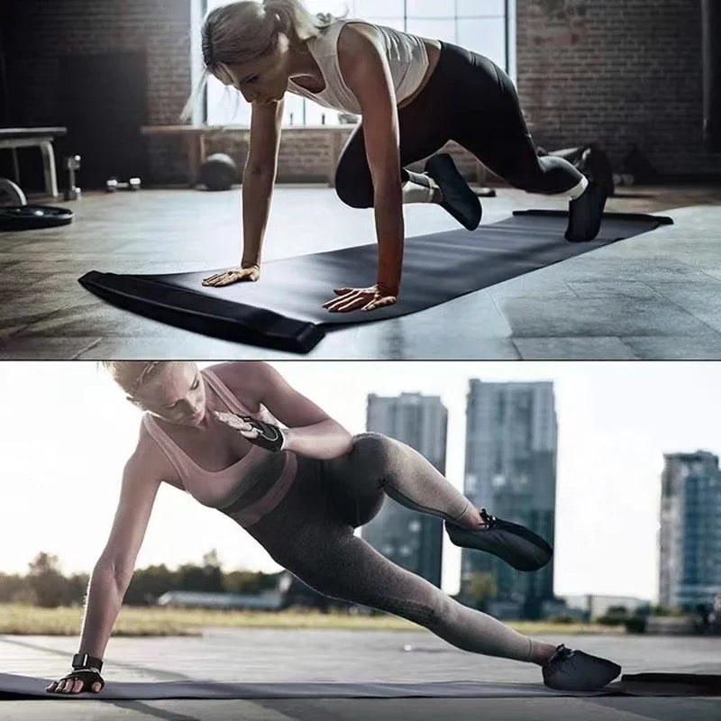 A lady is exercising with the help of the Unisex Exercise Sliding Mat