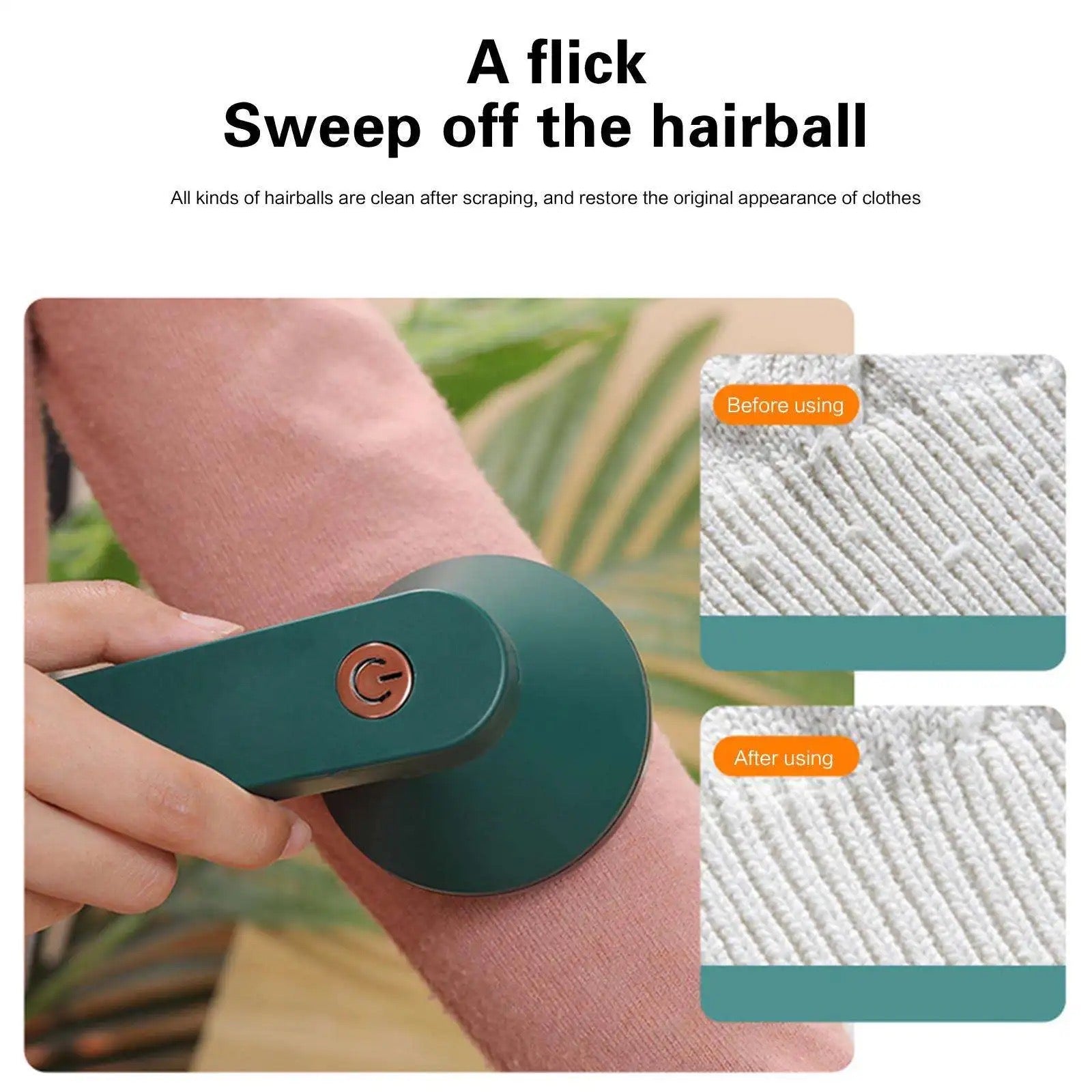 A Portable USB Rechargeable Lint Remover with a flick sweep of the air ball