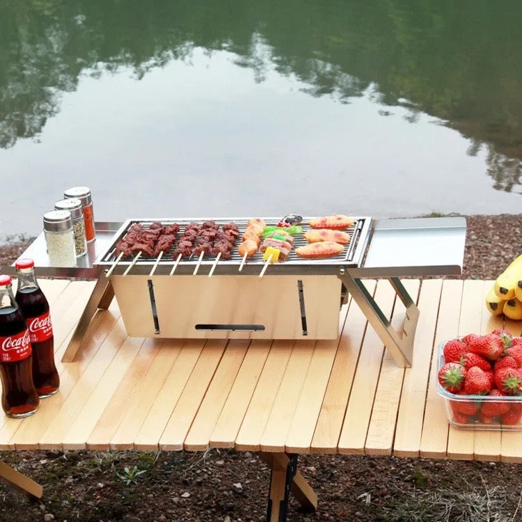 Portable Heavy Duty BBQ Grill Rack, Barbeque Stove Rack for Outdoor Camping Cooking - Usable For Picnic