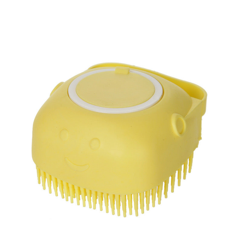 Silicone Shampoo Body Bath Scrubber Comb Brush in yellow color
