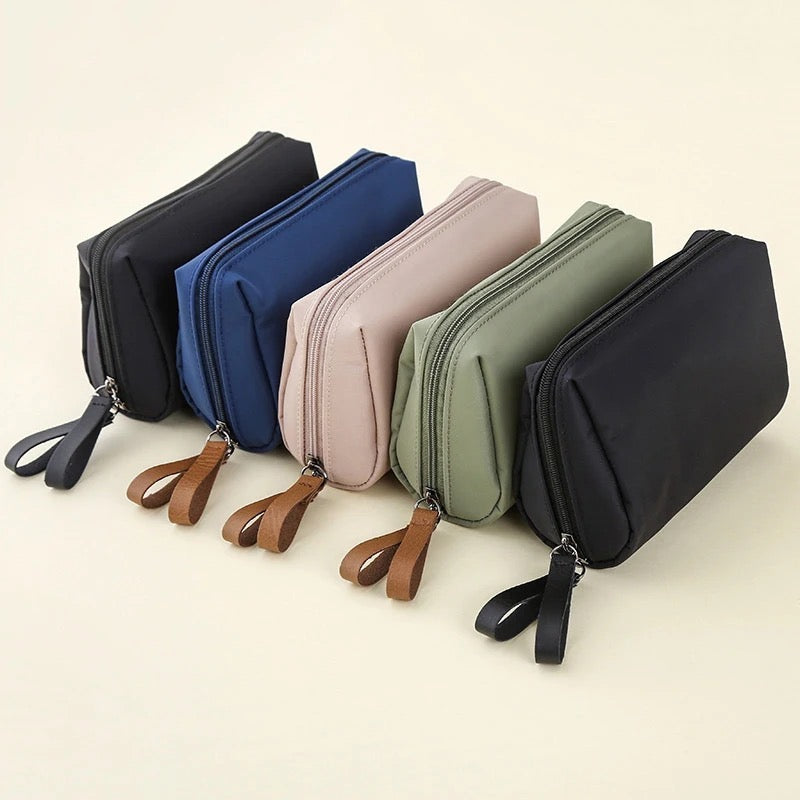 Portable Waterproof Solid Color Cosmetic Bag Toiletry Storage Pouch in multiple color