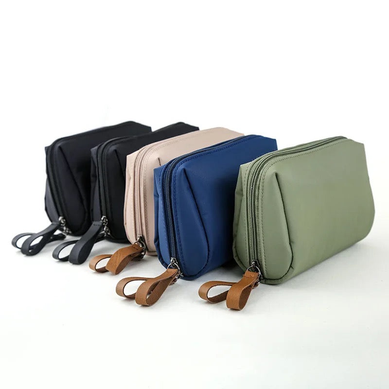 Portable Waterproof Solid Color Cosmetic Bag Toiletry Storage Pouch in multiple color