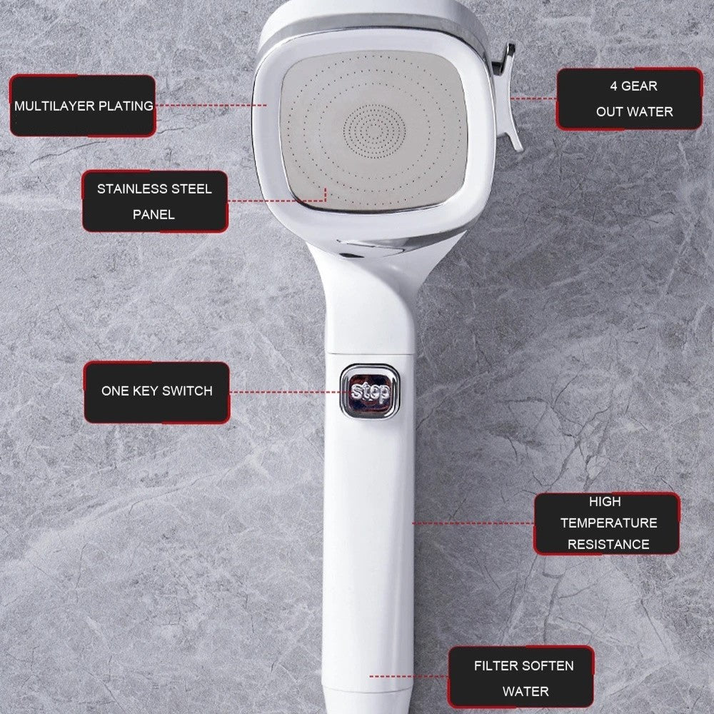 4 Modes High-Pressure Shower Head with different features