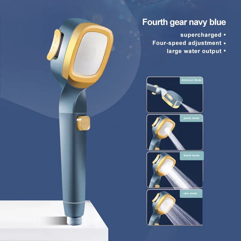4 Modes High Pressure Shower Head in blue color