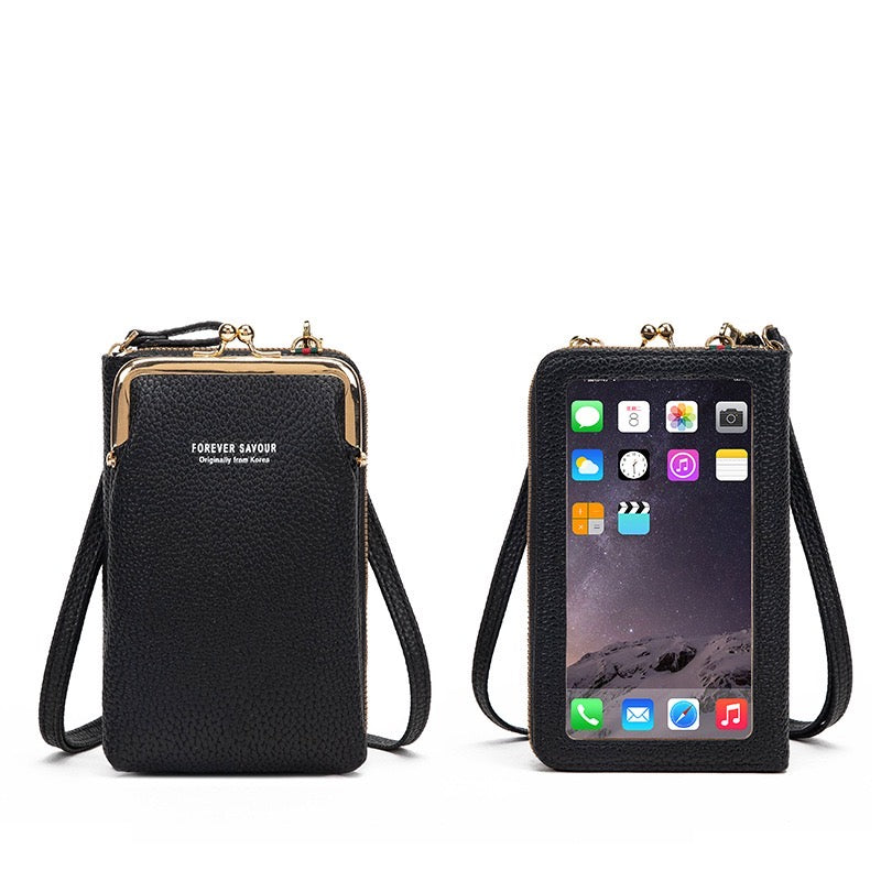 Women's Crossbody Shoulder Wallet Bag in Black Color
