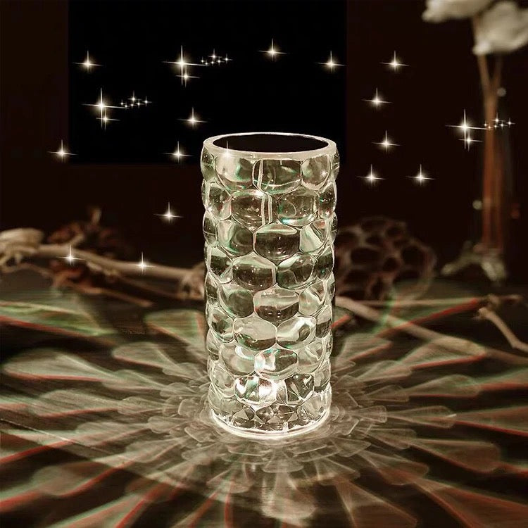 Water Drop Ambient Light Bedside 16 Colors LED Crystal Table Lamp placed in the room