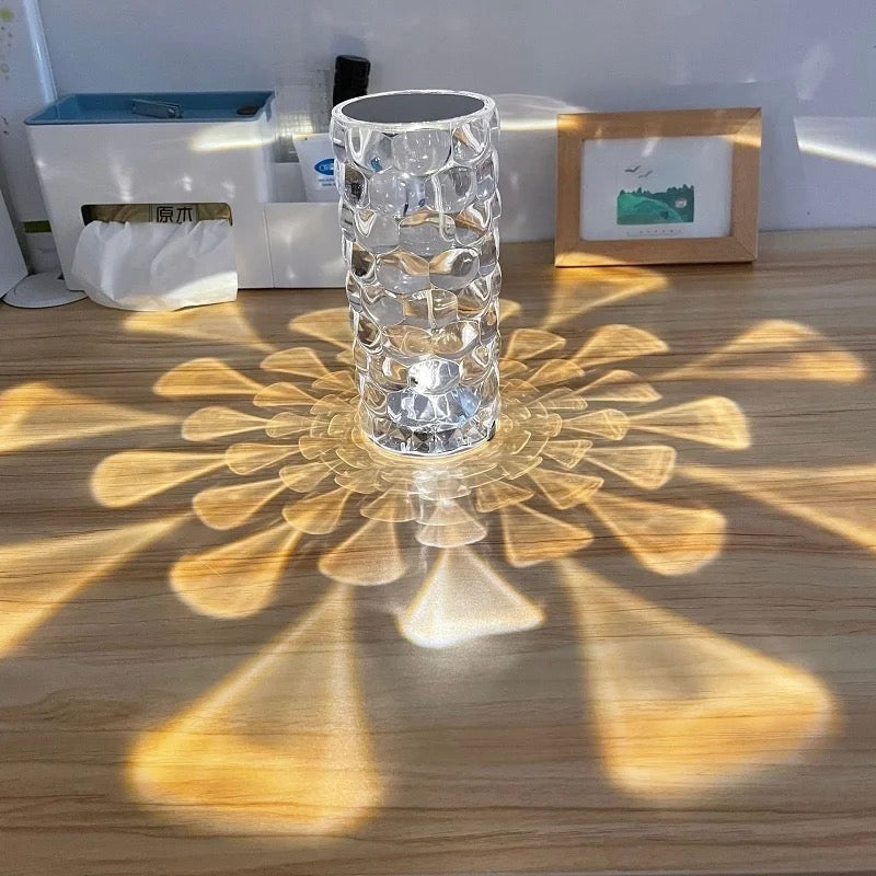 Water Drop Ambient Light Bedside 16 Colors LED Crystal Table Lamp placed in the room