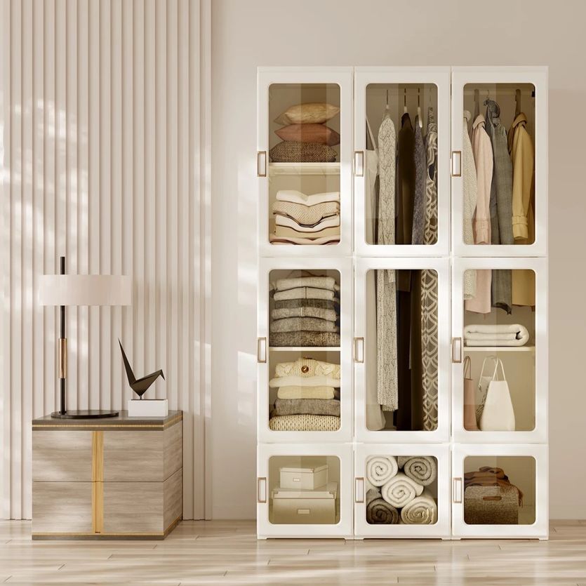 Portable Clothes Wardrobe Storage Organizer with Doors