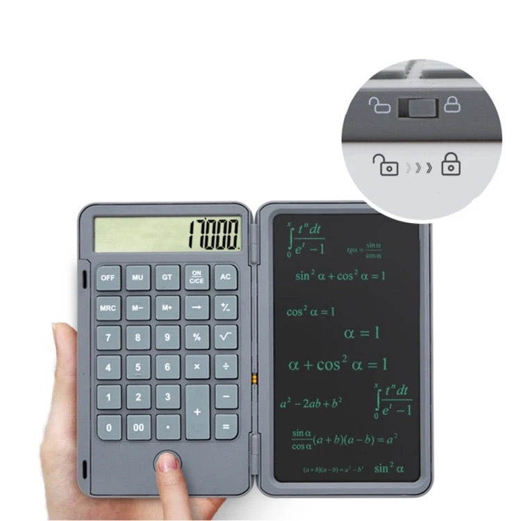 6 inches Handwriting Notepad Calculator, 12 Digits LCD Display with Stylus Pen, Erase Button, Lock Function, Gift for Kids