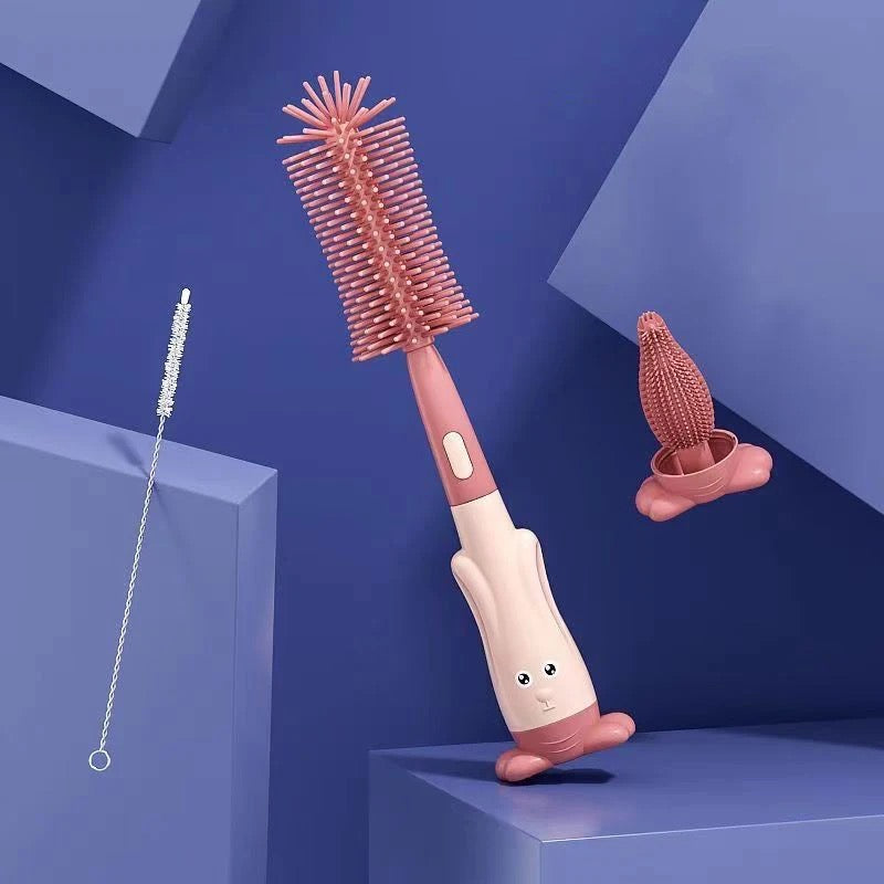 Baby bottle Edges Cleaning Brush Set in red color