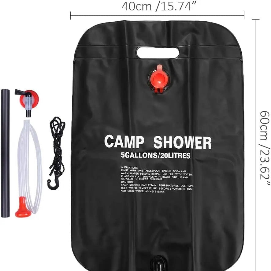 Portable Camp Shower, 5 Gallon/ 20 Liter Shower Solar Camping Bag for Summer Camping Outdoor Travel - Product Size