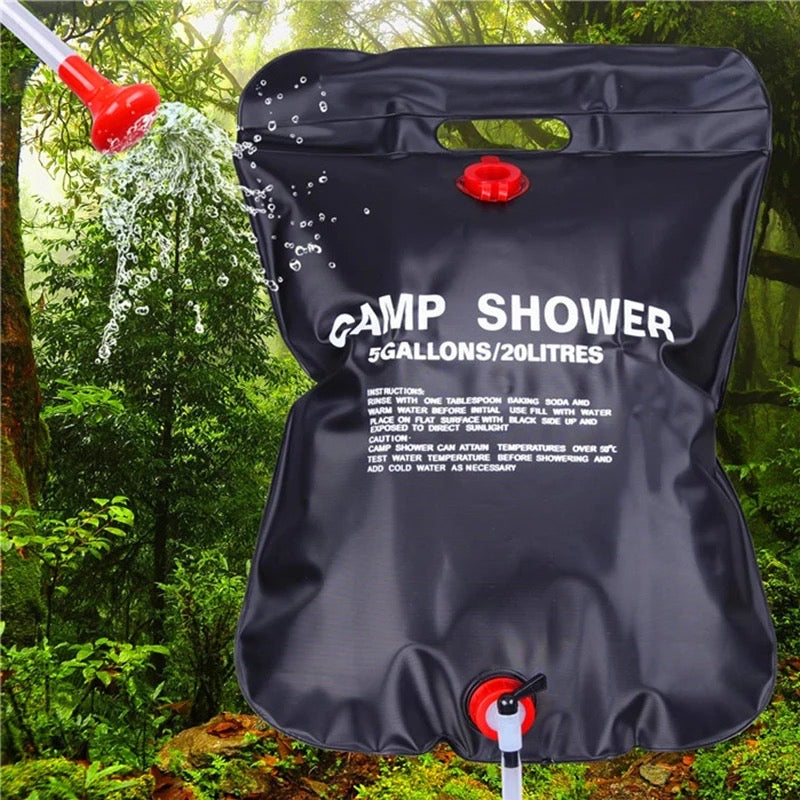 Portable Camp Shower, 5 Gallon/ 20 Liter Shower Solar Camping Bag for Summer Camping Outdoor Travel - Product Display