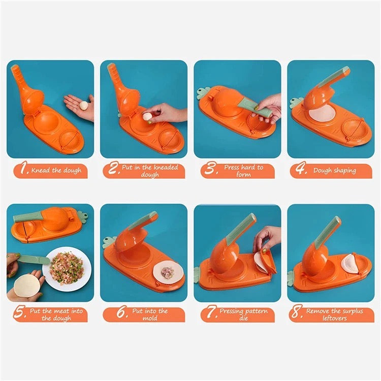 Virtual instructions on how to use 2-in-1 Dumpling Maker Mould Machine