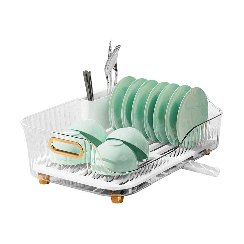 Kitchen Sink Dish Storage Drain Rack in green color