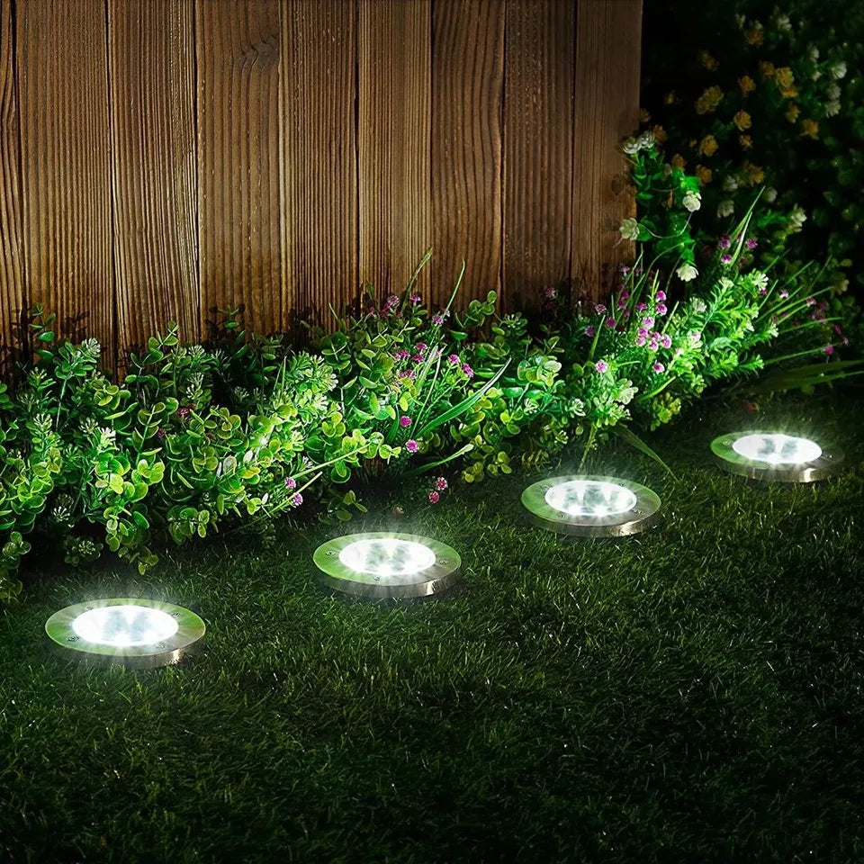 Solar Garden Outdoor LED Disk Lamps IP65 Waterproof Stainless Steel S