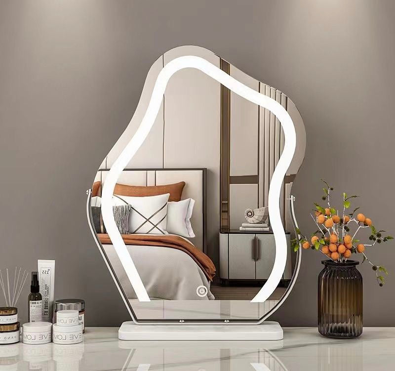 Desktop LED 3 Color Lamp Desktop Rotating Vanity Mirror