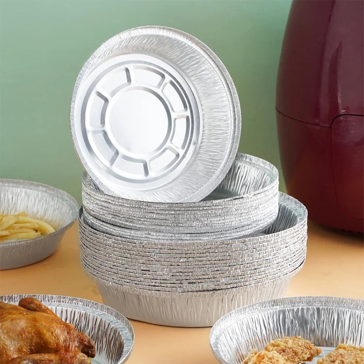 20x Round Aluminum Foil Pans Non-stick Air Fryer Liners Oil-proof