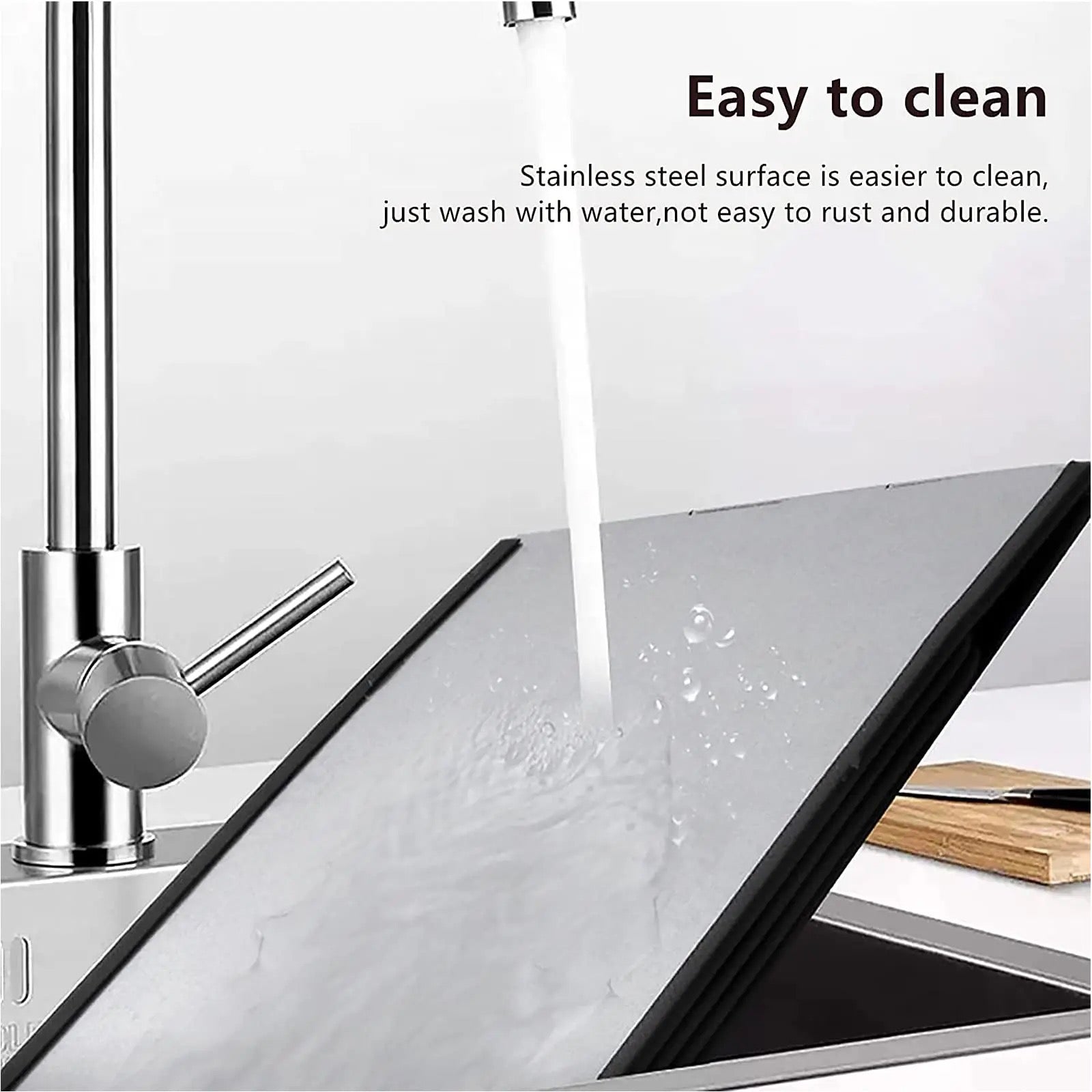 a water running from a faucet above Gas Stove Oil-blocking Board