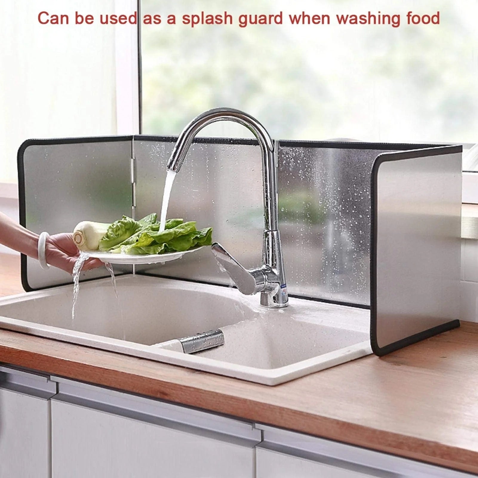 Gas Stove Oil-blocking Board - shows the help of product while washing the food