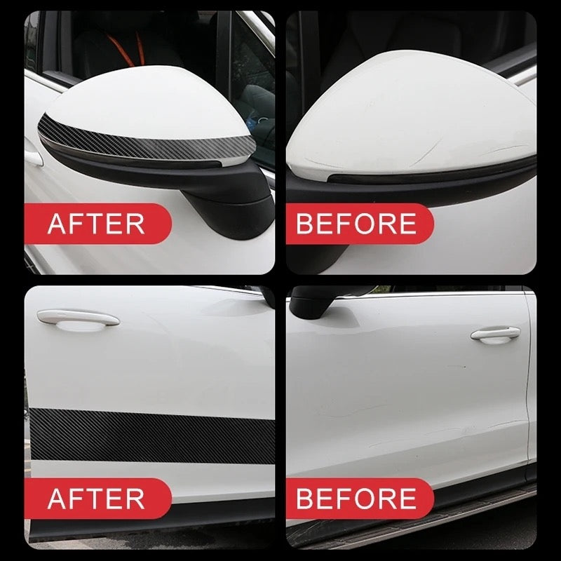 Anti-Scratch 5D Carbon Fiber Stickers - Image displays Before and after use of product in a collage